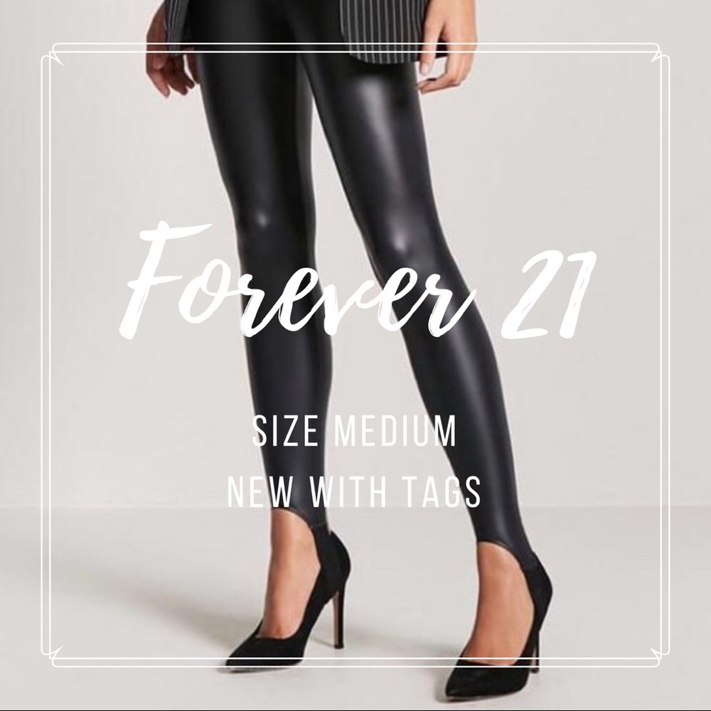 NWT Forever 21 Faux Leather Stirrups Leggings
